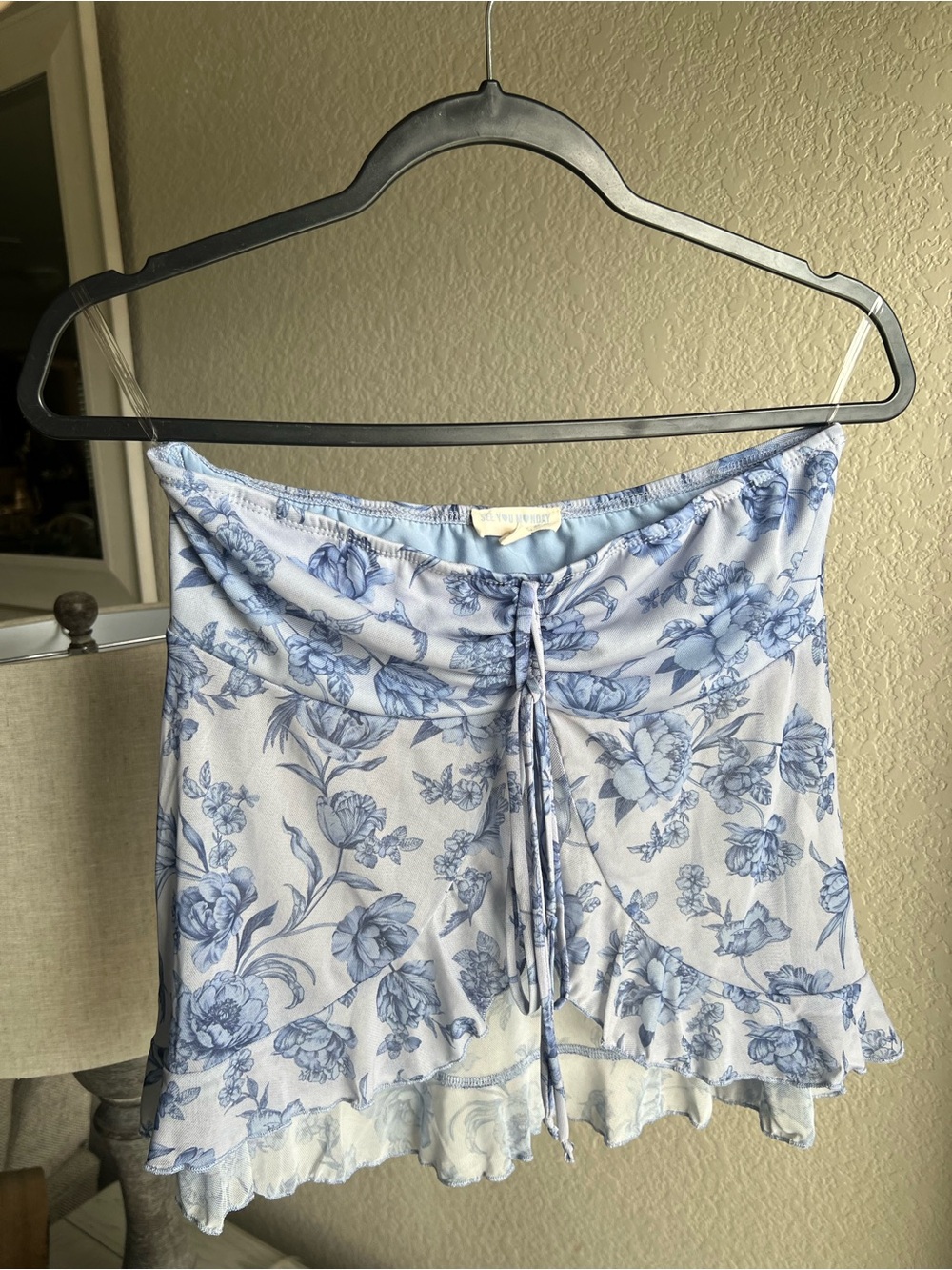 See You Monday Light Blue Floral Tube Top
